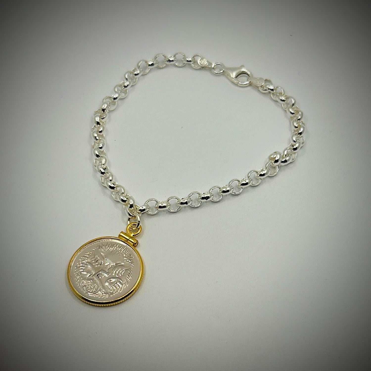 Australian 5 Cent Fine Bracelet - Gold Filled Frame - Vintage Spirit - Handcrafted Coin Creations