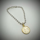 Australian 5 Cent Sterling Silver Bead Bracelet - Gold Filled Bezel - Vintage Spirit - Handcrafted Coin Creations
