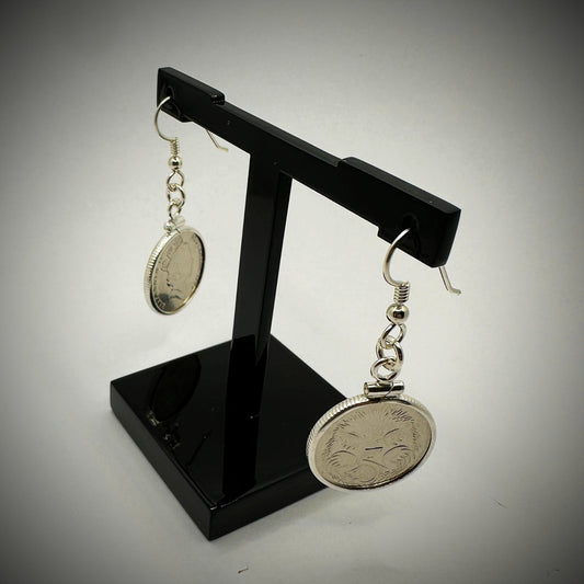 Australian 5 Cent Sterling Silver Earrings - Vintage Spirit - Handcrafted Coin Creations