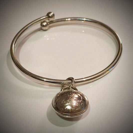 Australian Domed Sixpence Ball - end Bangle - Vintage Spirit - Handcrafted Coin Creations