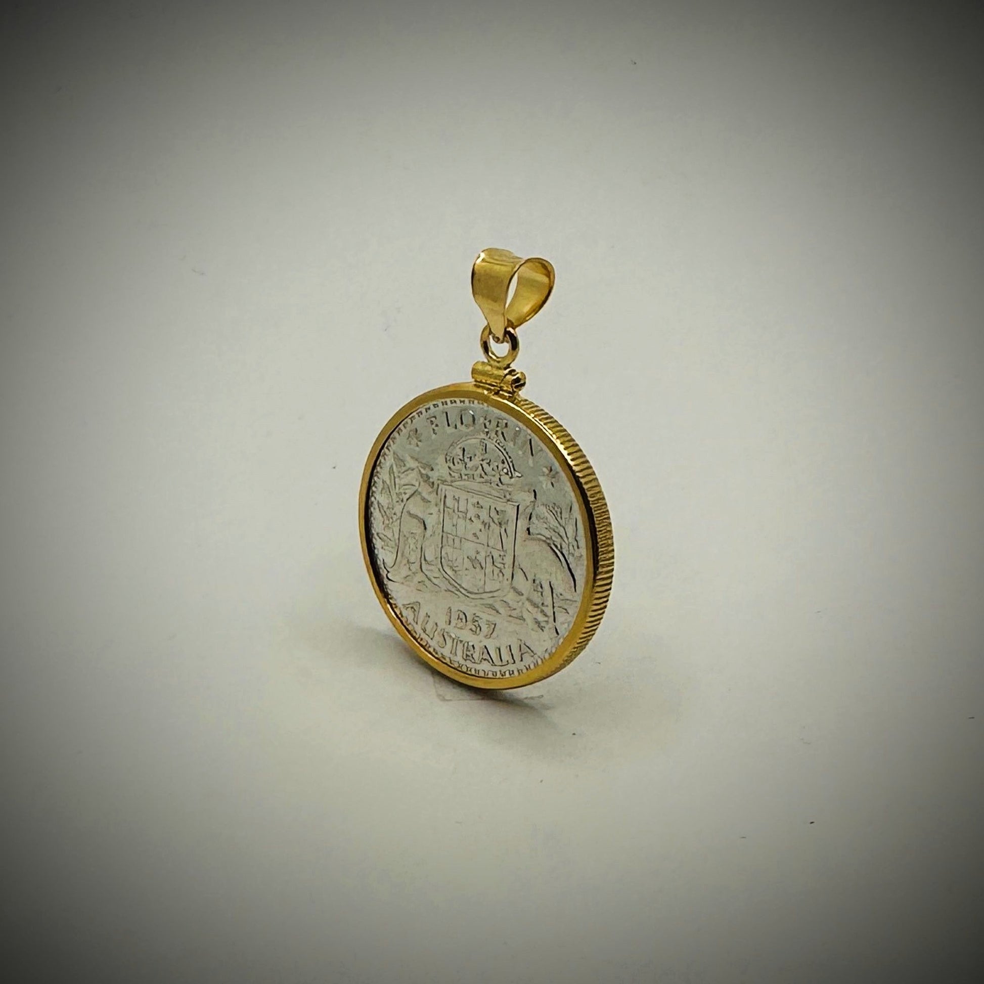 Australian Florin Yellow Gold Filled Bezel - Vintage Spirit - Handcrafted Coin Creations