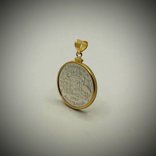 Australian Florin Yellow Gold Filled Bezel - Vintage Spirit - Handcrafted Coin Creations