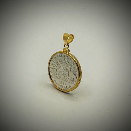 Australian Florin Yellow Gold Filled Bezel - Vintage Spirit - Handcrafted Coin Creations