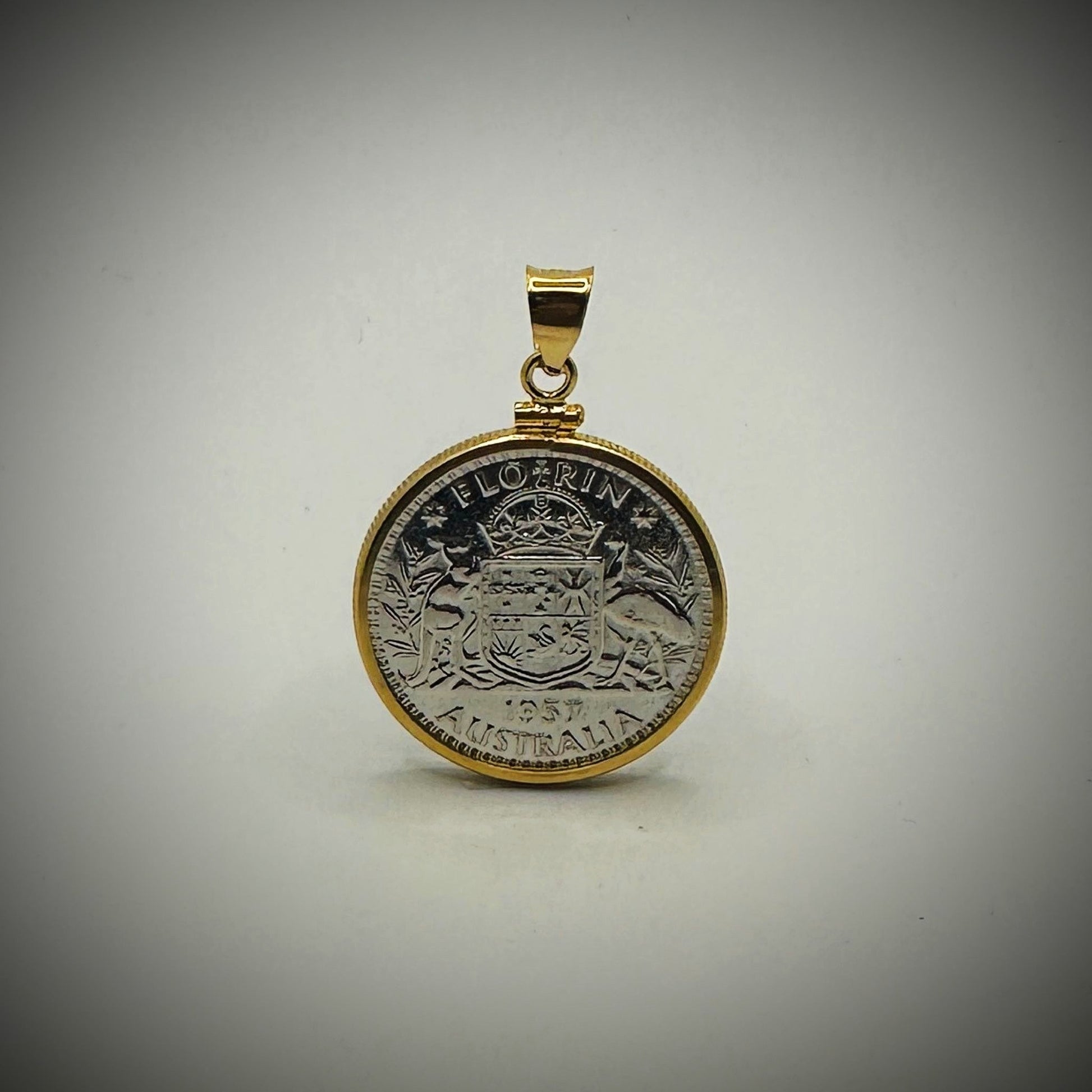 Australian Florin Yellow Gold Filled Bezel - Vintage Spirit - Handcrafted Coin Creations