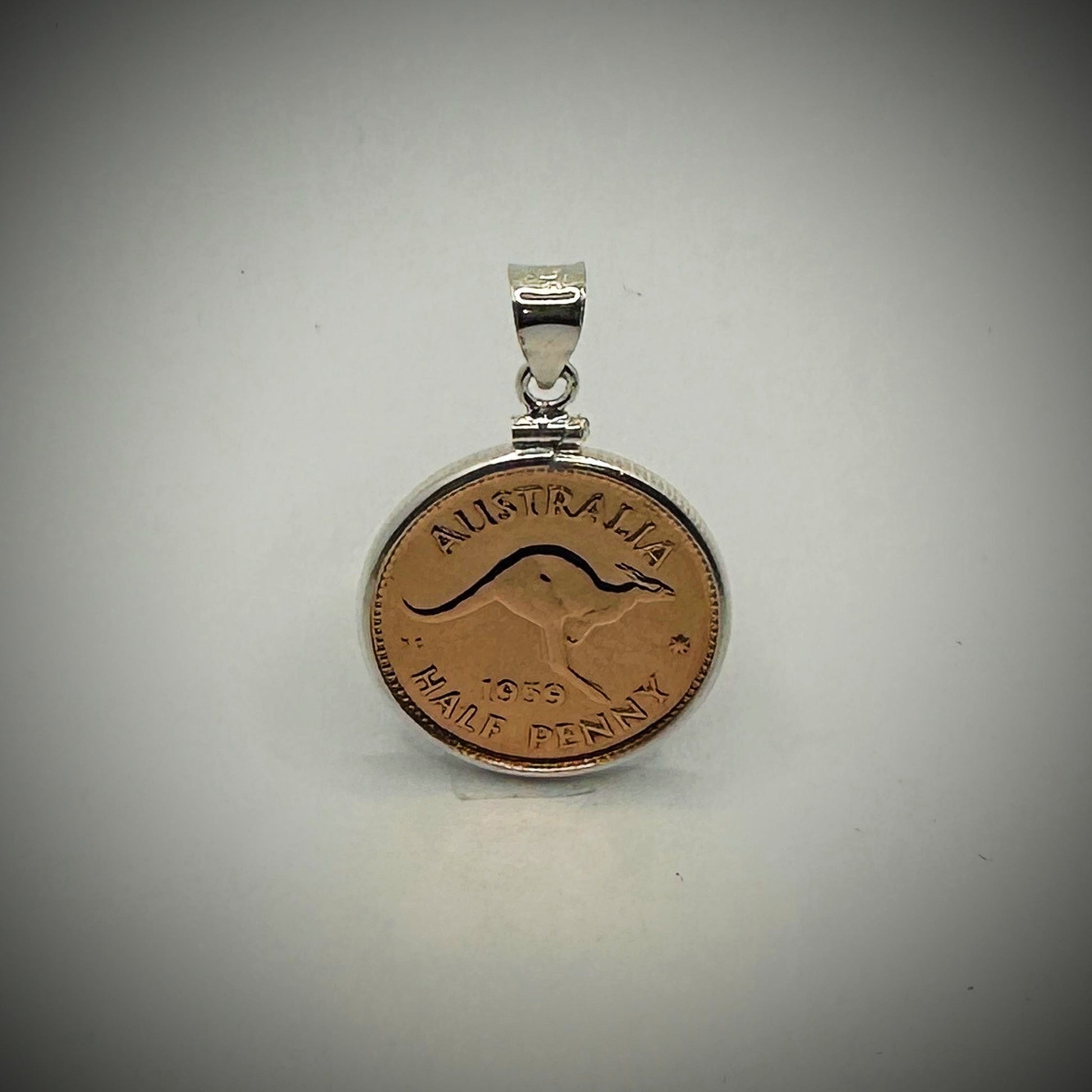 Australian Half Penny Sterling Silver Bezel - Vintage Spirit - Handcrafted Coin Creations