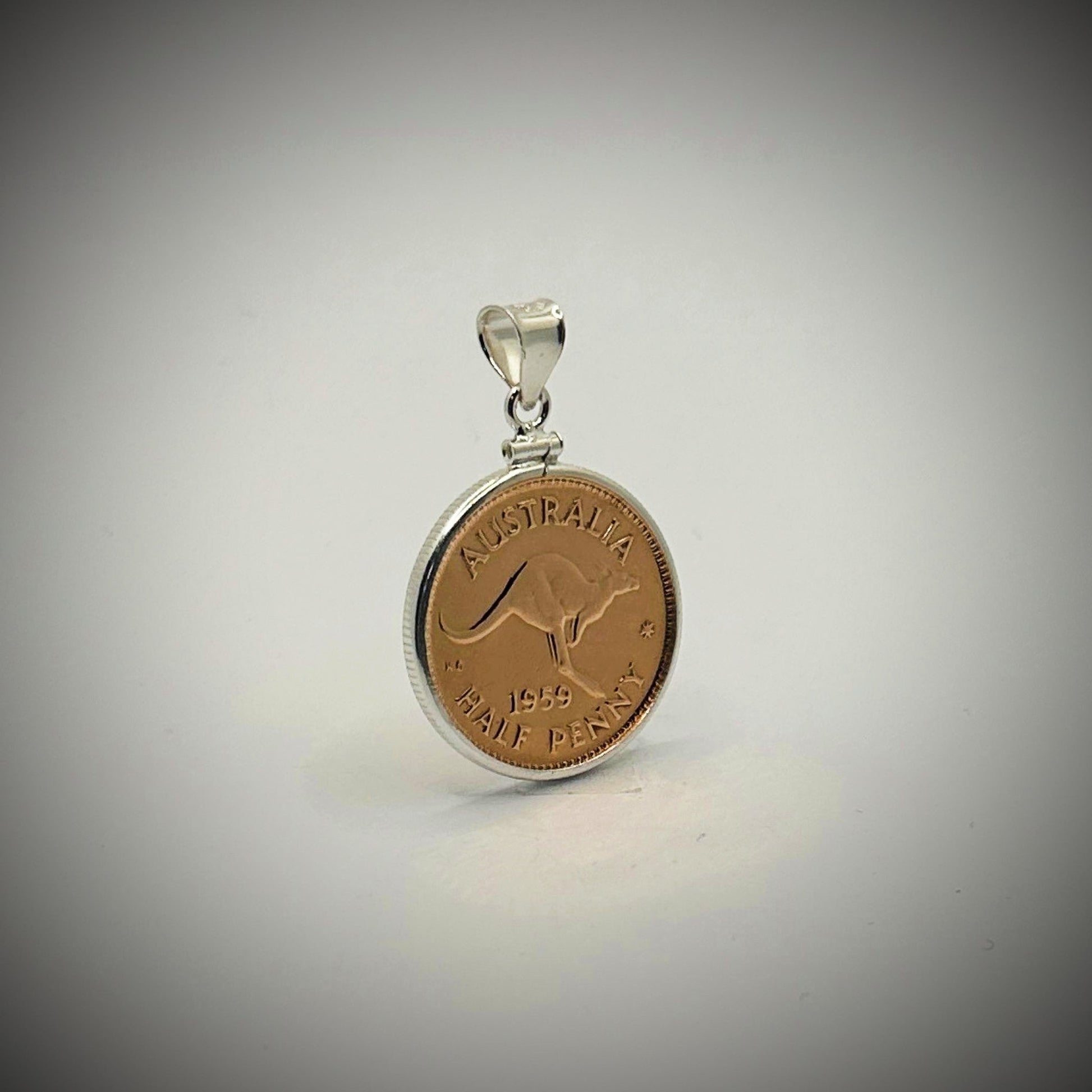 Australian Half Penny Sterling Silver Bezel - Vintage Spirit - Handcrafted Coin Creations