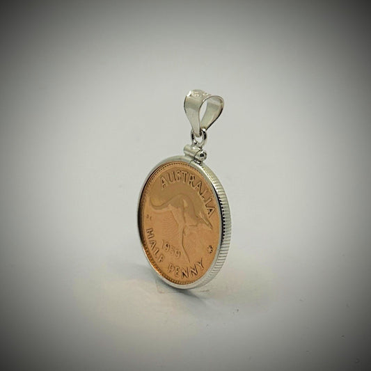Australian Half Penny Sterling Silver Bezel - Vintage Spirit - Handcrafted Coin Creations
