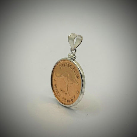 Australian Half Penny Sterling Silver Bezel - Vintage Spirit - Handcrafted Coin Creations