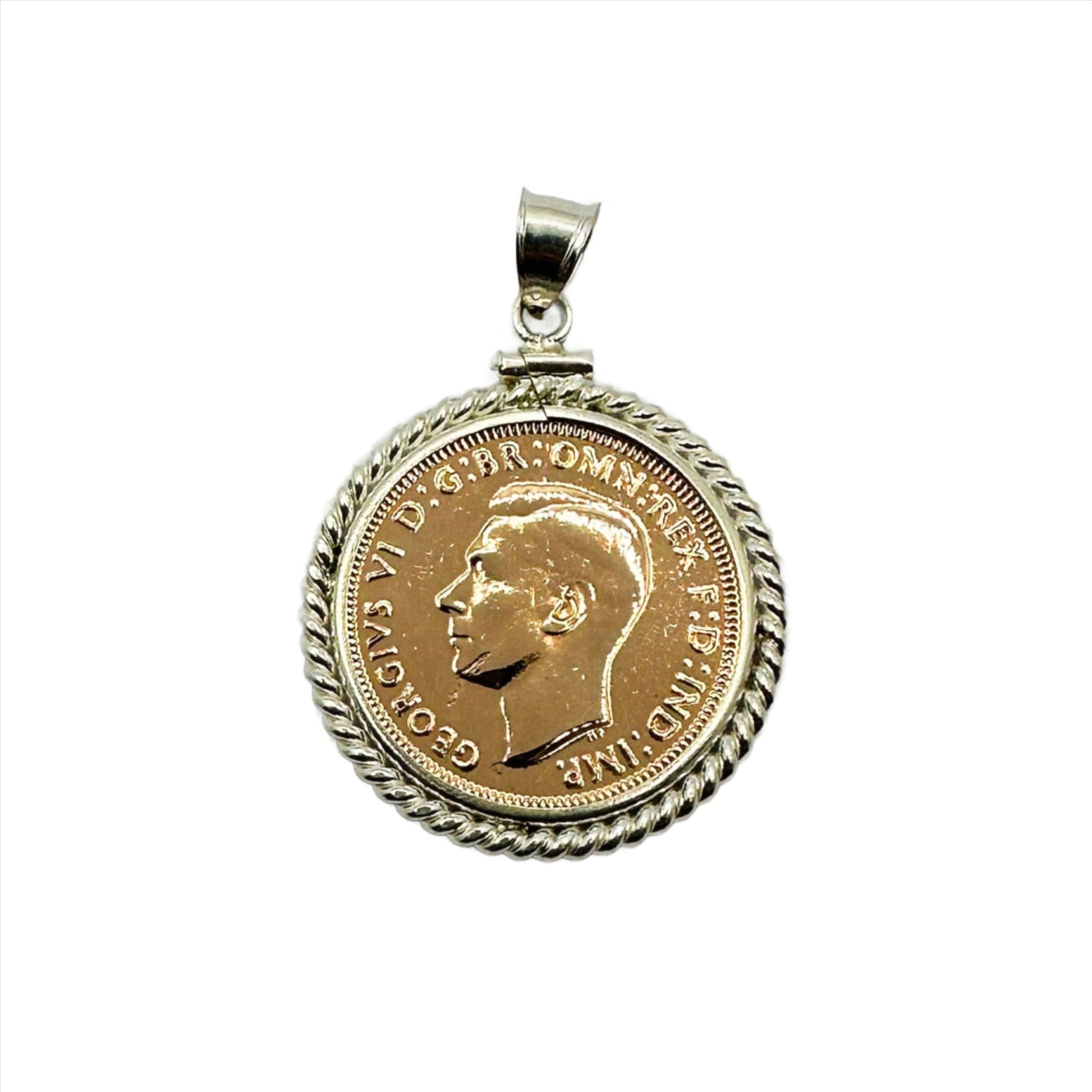 Australian Half Penny Sterling Silver Twisted Rope Bezel - Vintage Spirit - Handcrafted Coin Creations