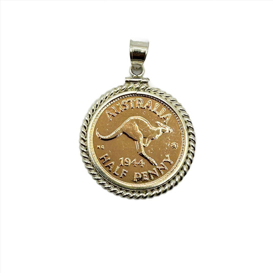 Australian Half Penny Sterling Silver Twisted Rope Bezel - Vintage Spirit - Handcrafted Coin Creations