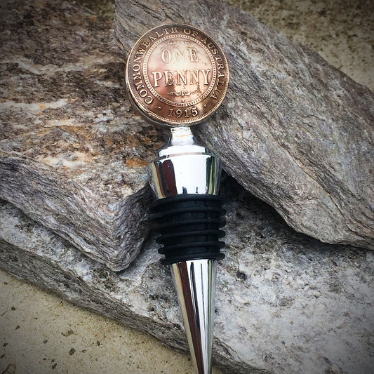 Australian Penny Bottle Stopper - Vintage Spirit - Handcrafted Coin Creations