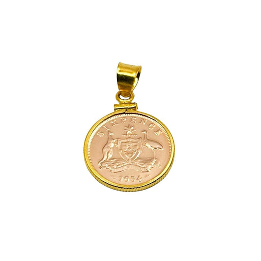 Australian Rose Gold Sixpence Gold Filled Bezel - Vintage Spirit - Handcrafted Coin Creations