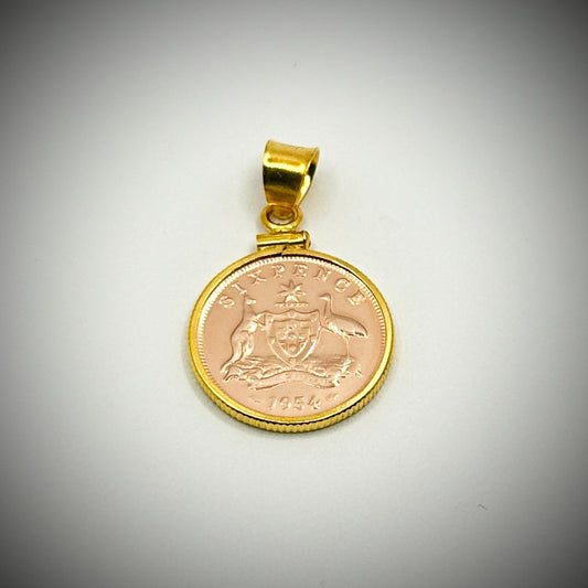 Australian Rose Gold Sixpence Gold Filled Bezel - Vintage Spirit - Handcrafted Coin Creations