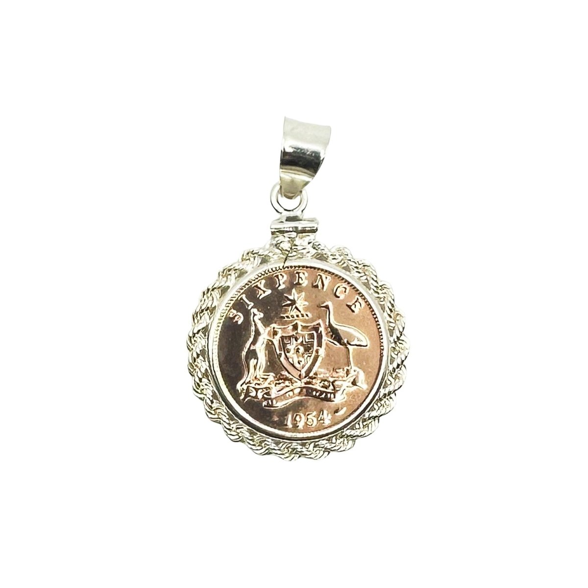 Australian Rose Gold Sixpence Twisted Rope Bezel - Vintage Spirit - Handcrafted Coin Creations