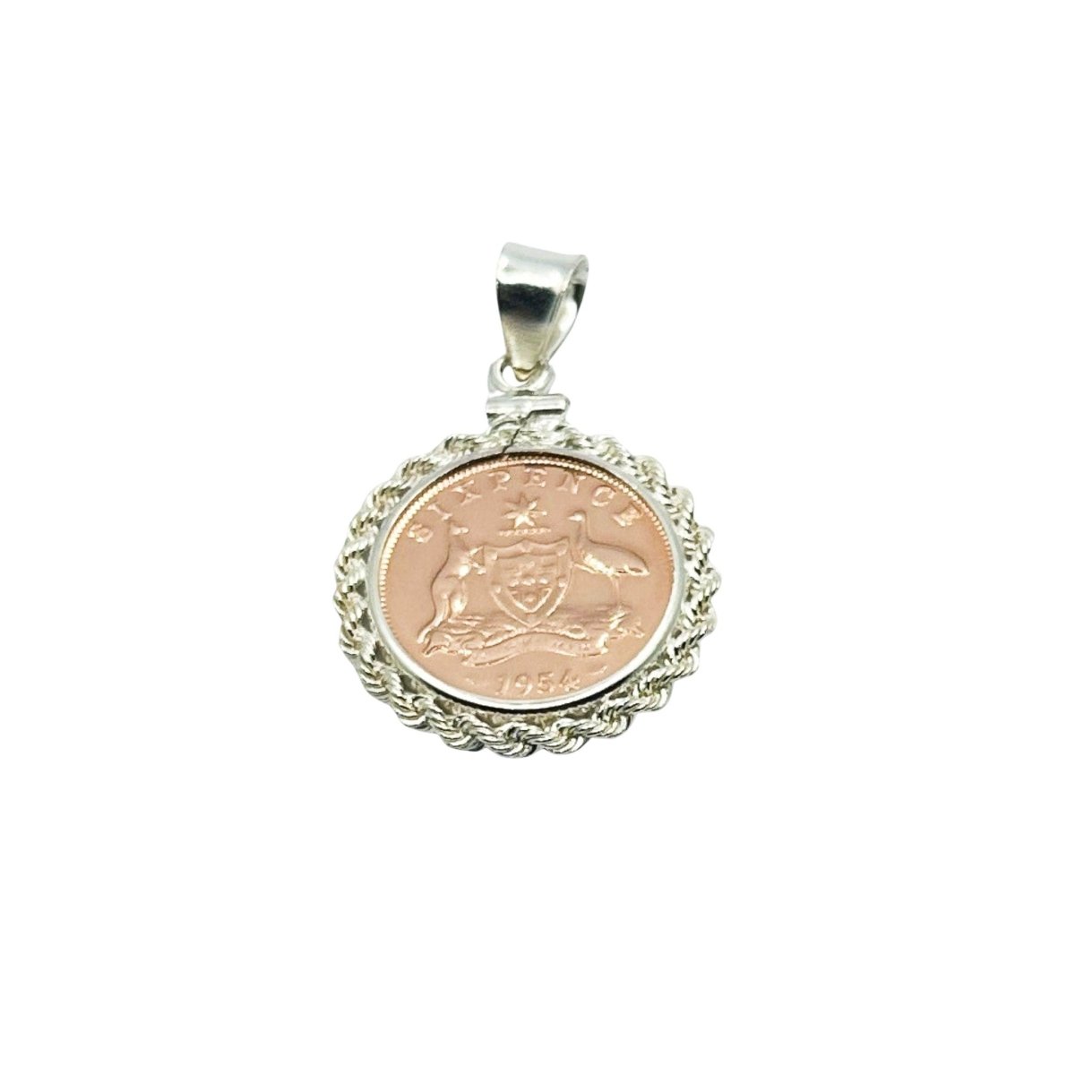 Australian Rose Gold Sixpence Twisted Rope Bezel - Vintage Spirit - Handcrafted Coin Creations