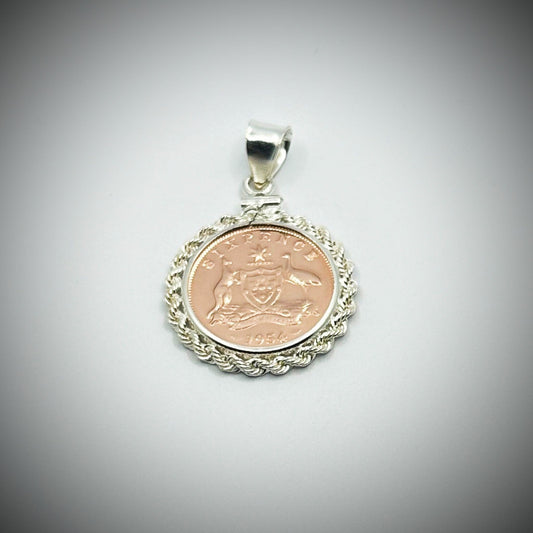Australian Rose Gold Sixpence Twisted Rope Bezel - Vintage Spirit - Handcrafted Coin Creations