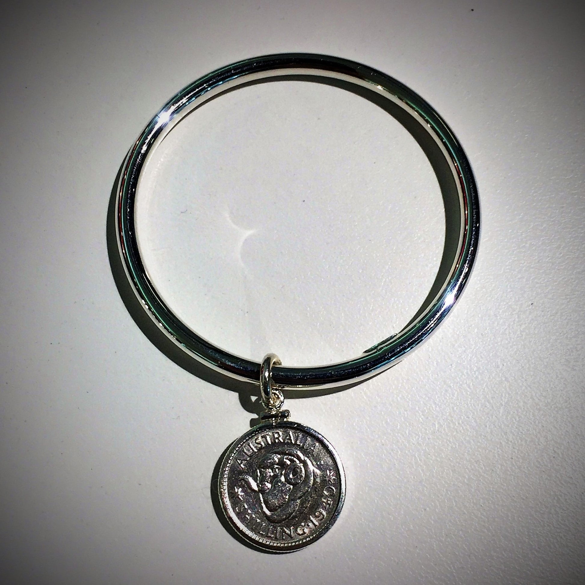 Australian Shilling Sterling Silver Bangle - Vintage Spirit - Handcrafted Coin Creations