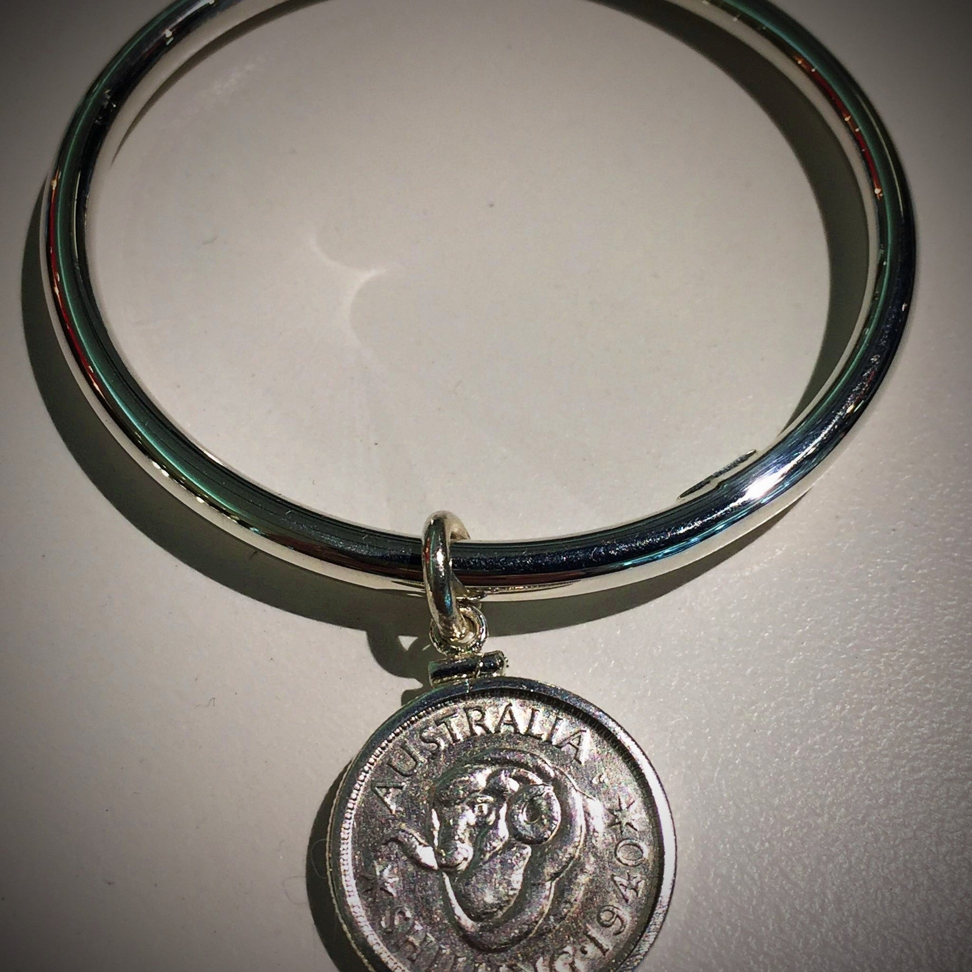 Australian Shilling Sterling Silver Bangle - Vintage Spirit - Handcrafted Coin Creations