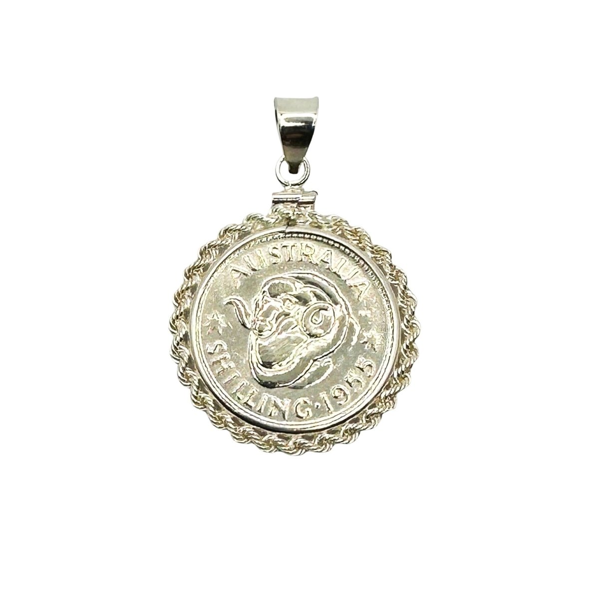 Australian Shilling Sterling Silver Twisted Rope Bezel - Vintage Spirit - Handcrafted Coin Creations