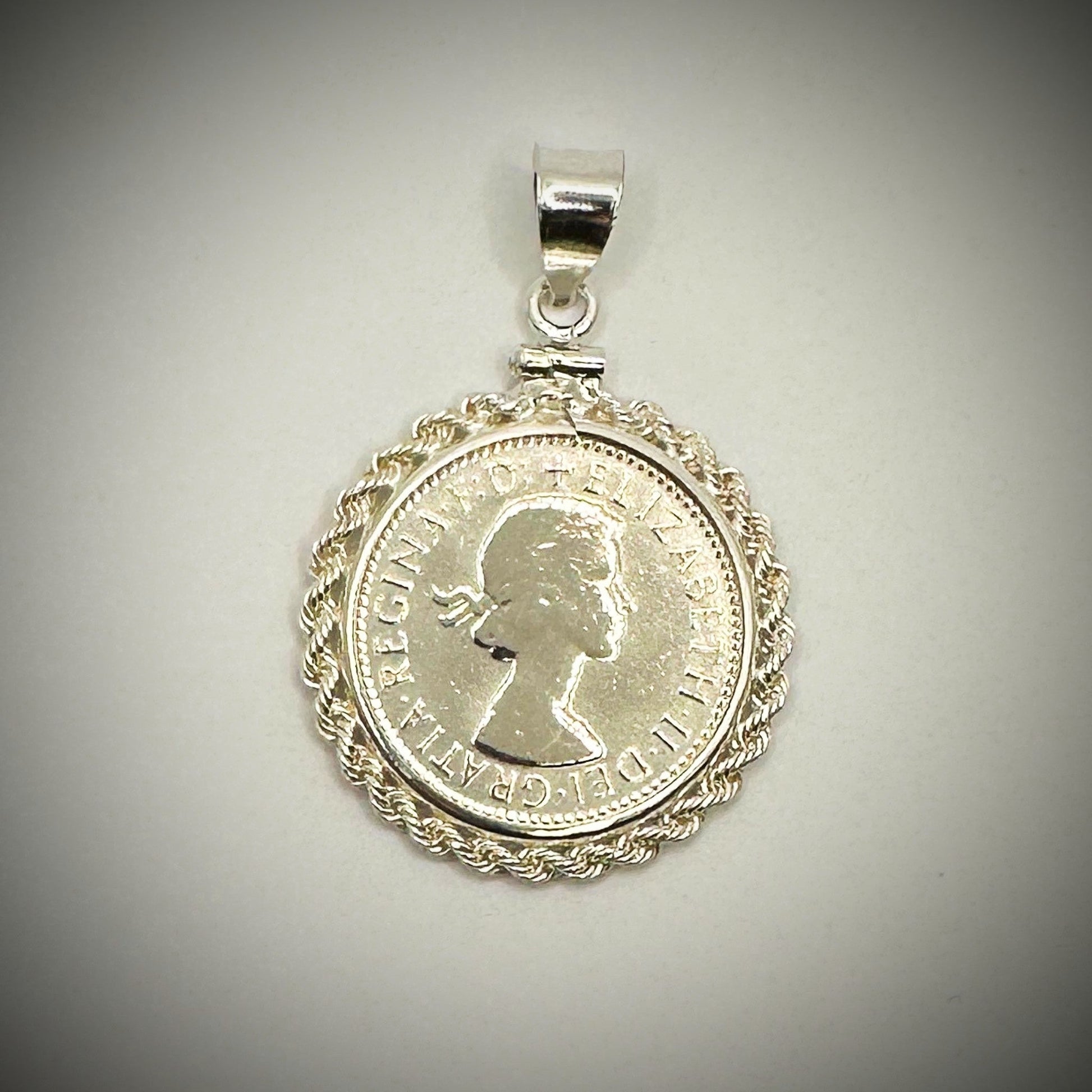 Australian Shilling Sterling Silver Twisted Rope Bezel - Vintage Spirit - Handcrafted Coin Creations