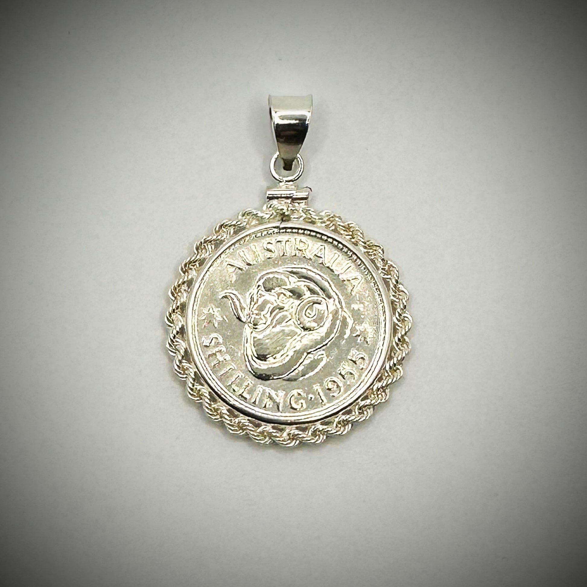 Australian Shilling Sterling Silver Twisted Rope Bezel - Vintage Spirit - Handcrafted Coin Creations