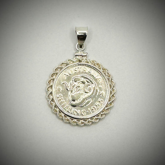 Australian Shilling Sterling Silver Twisted Rope Bezel - Vintage Spirit - Handcrafted Coin Creations