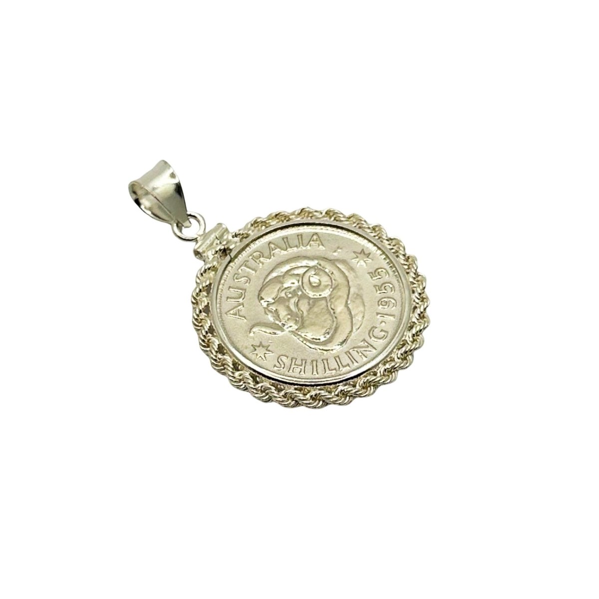 Australian Shilling Sterling Silver Twisted Rope Bezel - Vintage Spirit - Handcrafted Coin Creations