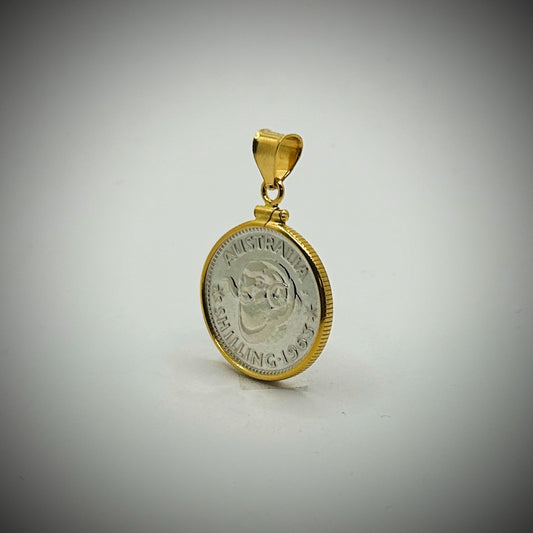 Australian Shilling Yellow Gold Filled Bezel - Vintage Spirit - Handcrafted Coin Creations