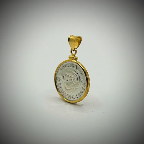 Australian Shilling Yellow Gold Filled Bezel - Vintage Spirit - Handcrafted Coin Creations