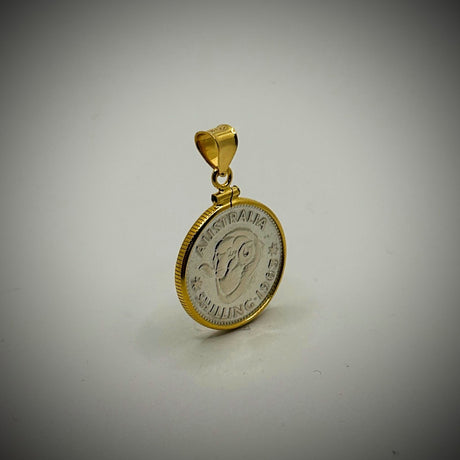 Australian Shilling Yellow Gold Filled Bezel - Vintage Spirit - Handcrafted Coin Creations