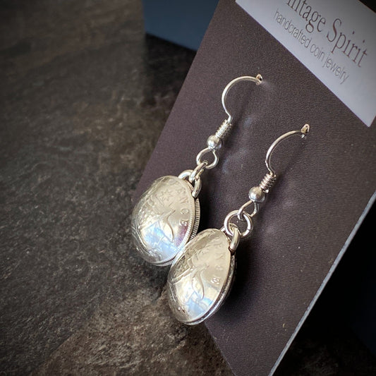 Australian Sixpence Domed Earrings - Vintage Spirit - Handcrafted Coin Creations