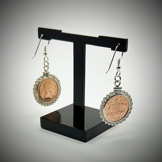 Australian Sixpence Rose Gold Plated Earrings - Vintage Spirit - Handcrafted Coin Creations