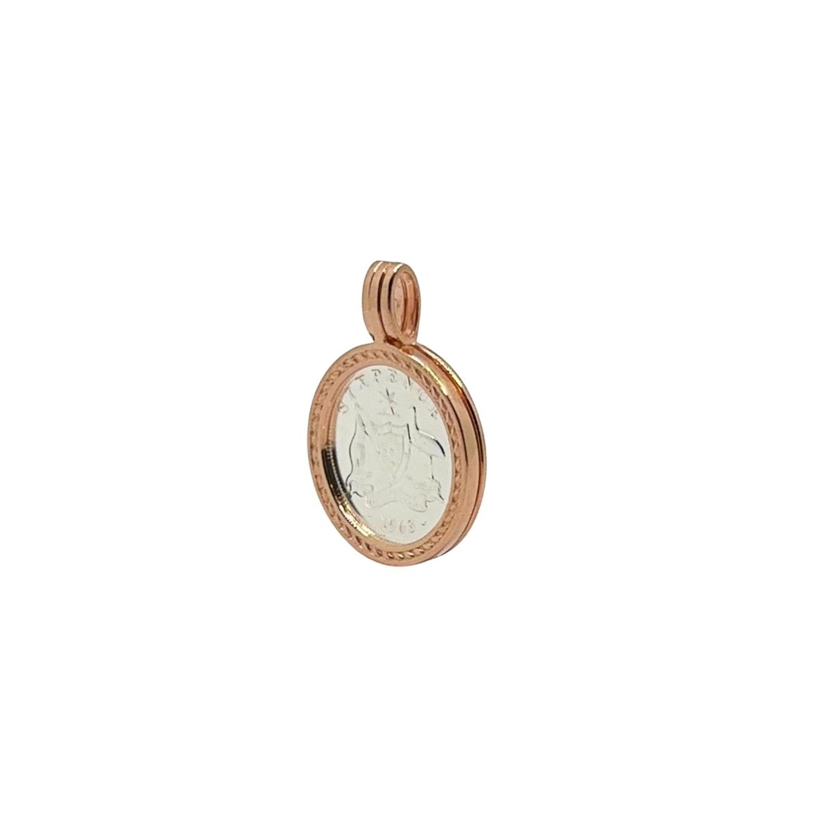 Australian Sixpence Rose Gold VS Pendant - Vintage Spirit - Handcrafted Coin Creations