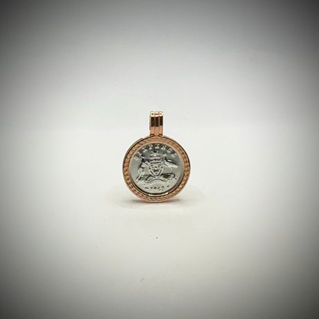 Australian Sixpence Rose Gold VS Pendant - Vintage Spirit - Handcrafted Coin Creations