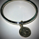 Australian Sixpence Sterling Silver Bangle - Vintage Spirit - Handcrafted Coin Creations
