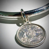 Australian Sixpence Sterling Silver Bangle - Vintage Spirit - Handcrafted Coin Creations