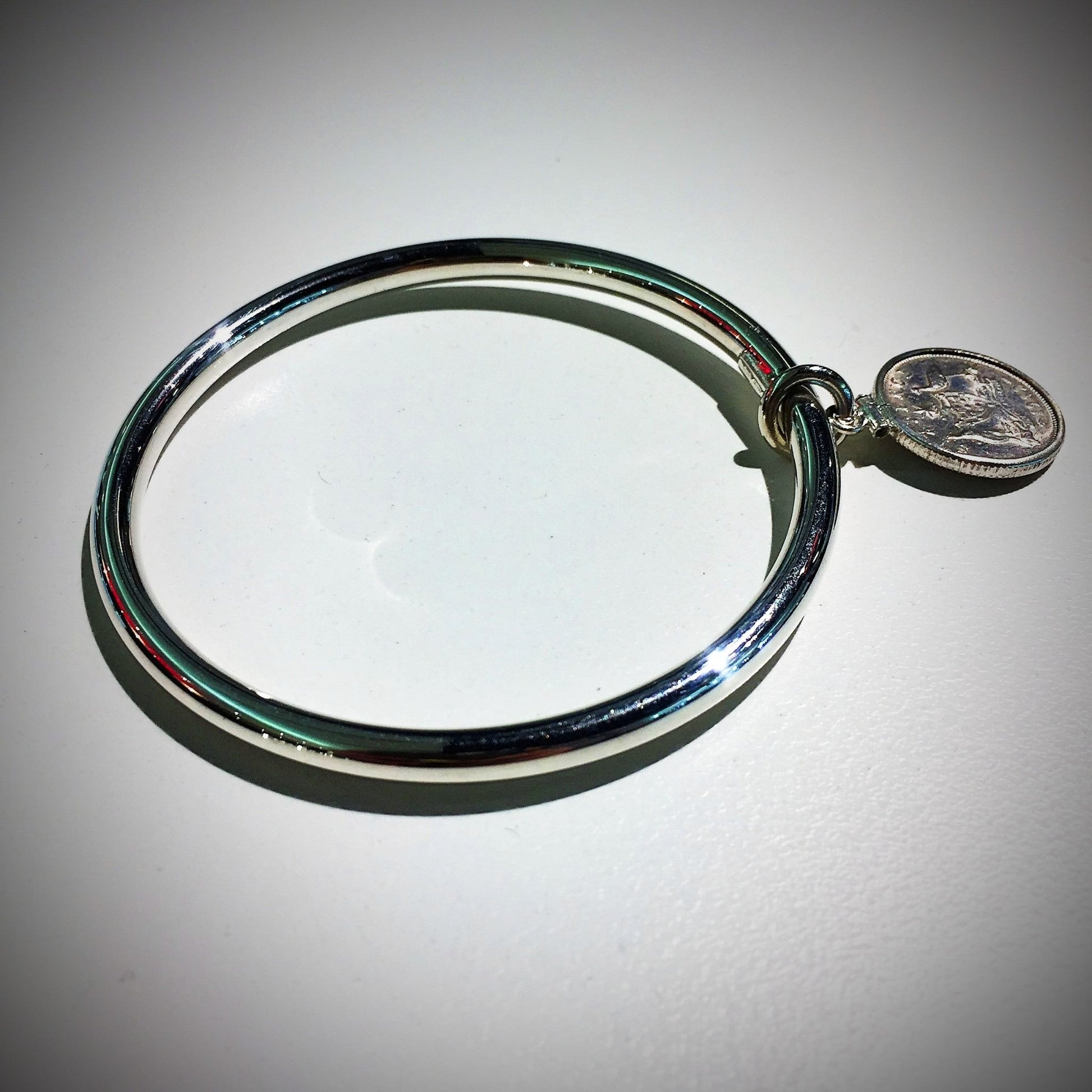 Australian Sixpence Sterling Silver Bangle - Vintage Spirit - Handcrafted Coin Creations