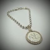 Australian Sixpence Sterling Silver Bead Bracelet - Twisted Rope Bezel - Vintage Spirit - Handcrafted Coin Creations