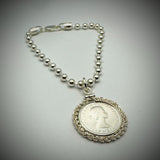 Australian Sixpence Sterling Silver Bead Bracelet - Twisted Rope Bezel - Vintage Spirit - Handcrafted Coin Creations