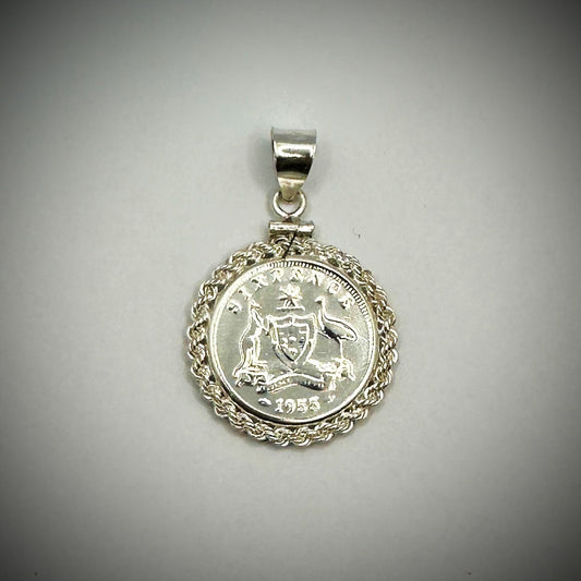 Australian Sixpence Sterling Silver Twisted Rope Bezel - Vintage Spirit - Handcrafted Coin Creations