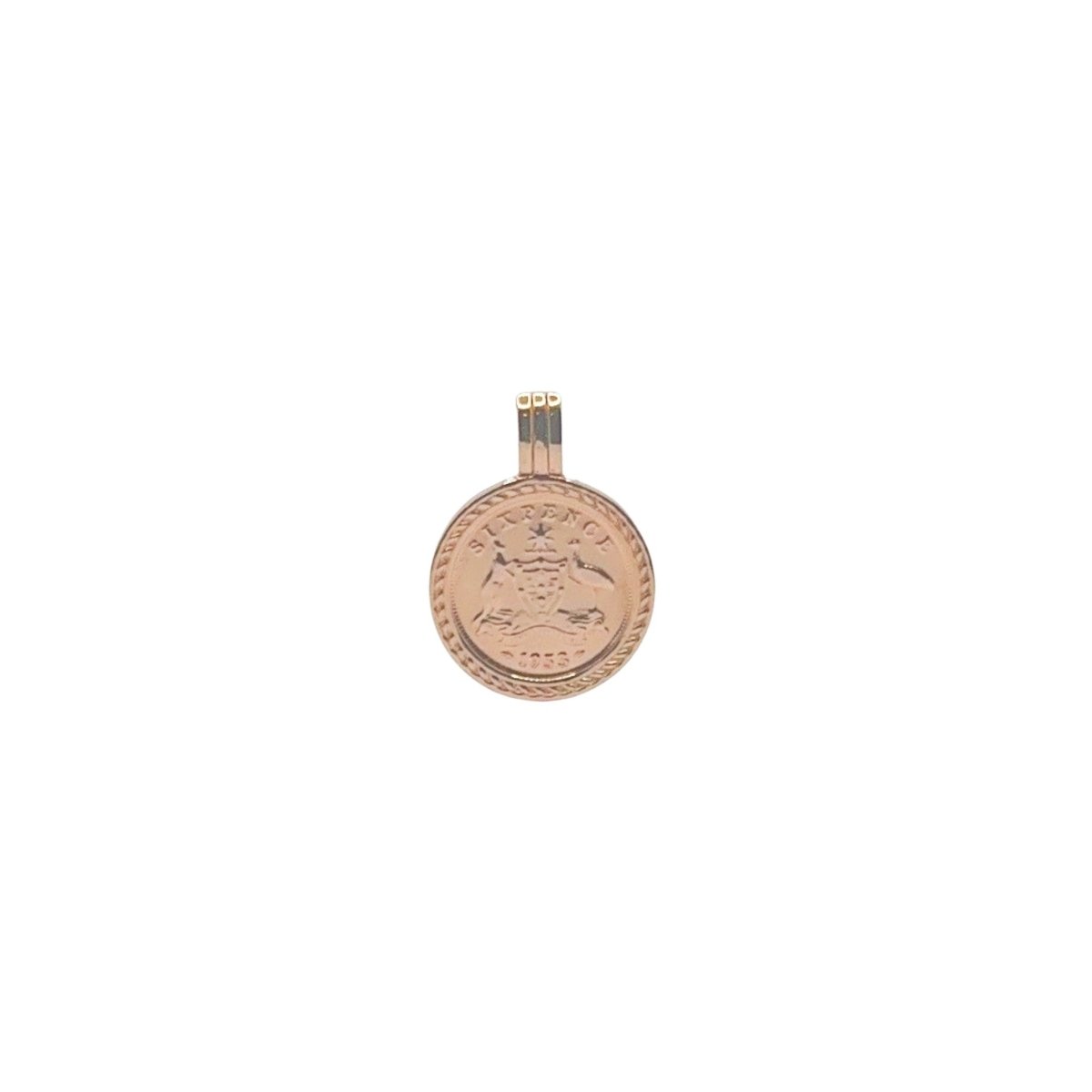 Australian Sixpence VS Pendant Rose Gold - Vintage Spirit - Handcrafted Coin Creations