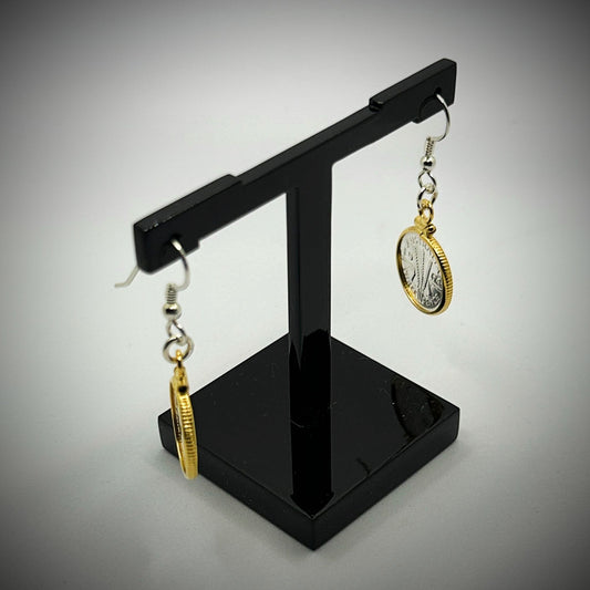 Australian Threepence Yellow Gold Filled Earrings - Vintage Spirit - Handcrafted Coin Creations