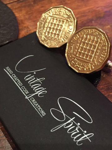 British Threepence Cufflinks - Vintage Spirit - Handcrafted Coin Creations