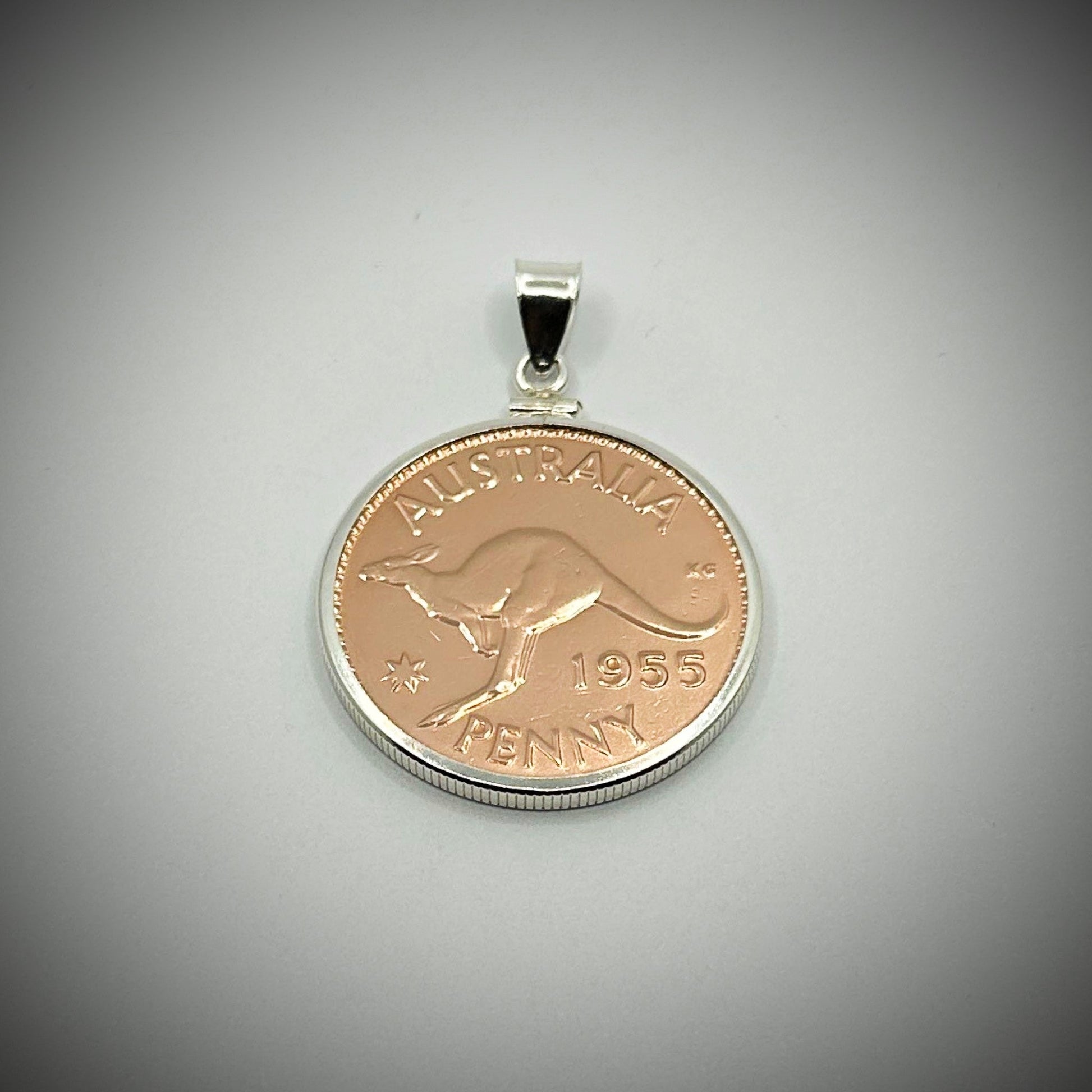 Rose Gold Australian Penny Sterling Silver Bezel - Vintage Spirit - Handcrafted Coin Creations