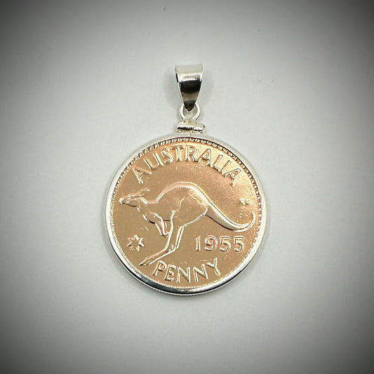 Rose Gold Australian Penny Sterling Silver Bezel - Vintage Spirit - Handcrafted Coin Creations