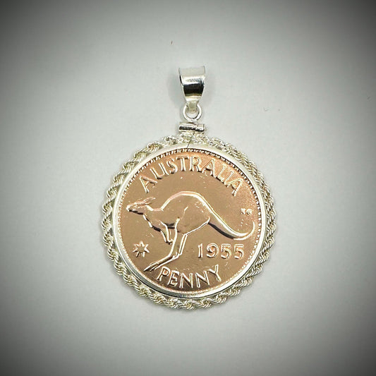 Rose Gold Australian Penny Twisted Rope Bezel - Vintage Spirit - Handcrafted Coin Creations