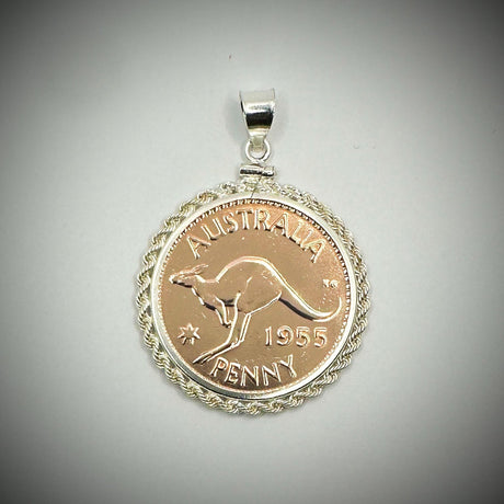 Rose Gold Australian Penny Twisted Rope Bezel - Vintage Spirit - Handcrafted Coin Creations