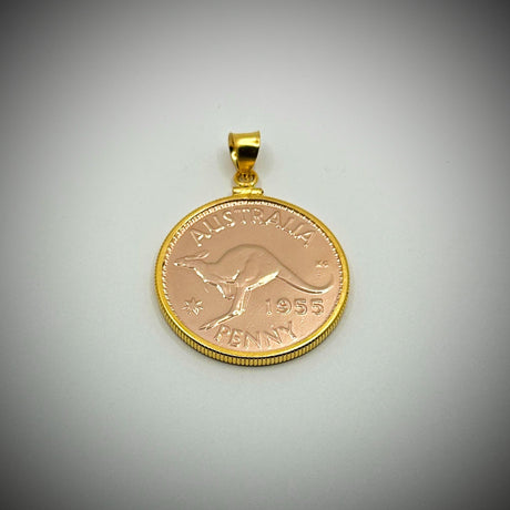 Rose Gold Australian Penny Yellow Gold Filled Bezel - Vintage Spirit - Handcrafted Coin Creations