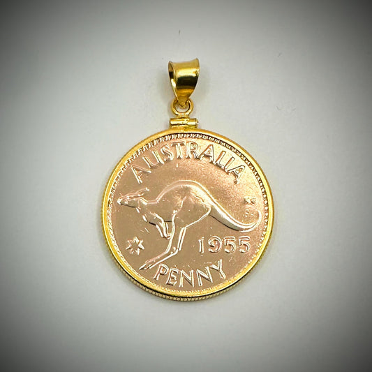 Rose Gold Australian Penny Yellow Gold Filled Bezel - Vintage Spirit - Handcrafted Coin Creations