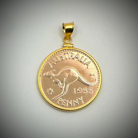 Rose Gold Australian Penny Yellow Gold Filled Bezel - Vintage Spirit - Handcrafted Coin Creations